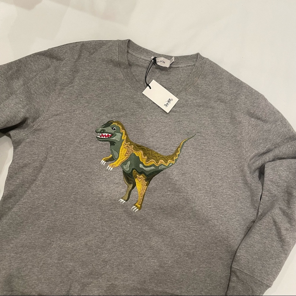 Coach Rexy Dinosaur Sweater Size Large Embroidered BNWT